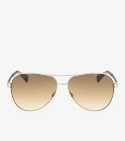 Women Cole Haan SUNGLASSES|SUNGLASSES^Metal-Leather Aviator Sunglasses