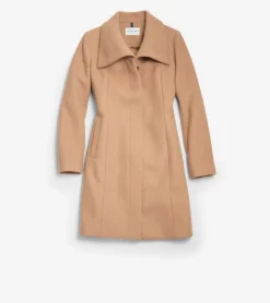 Women Cole Haan WOOL COATS & JACKETS|BLAZER & TRENCH JACKETS^Women's Convertible Collar Button-Up Coat