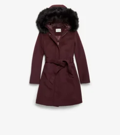Women Cole Haan WOOL COATS & JACKETS|BLAZER & TRENCH JACKETS^Women's Slick Wool Hooded Coat